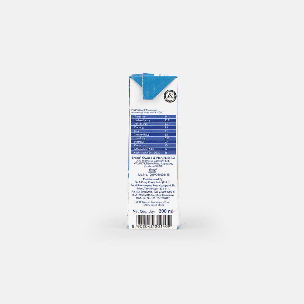 Nutritional Information of Creamy Vanilla Milkshake 200ml Tetra Pack